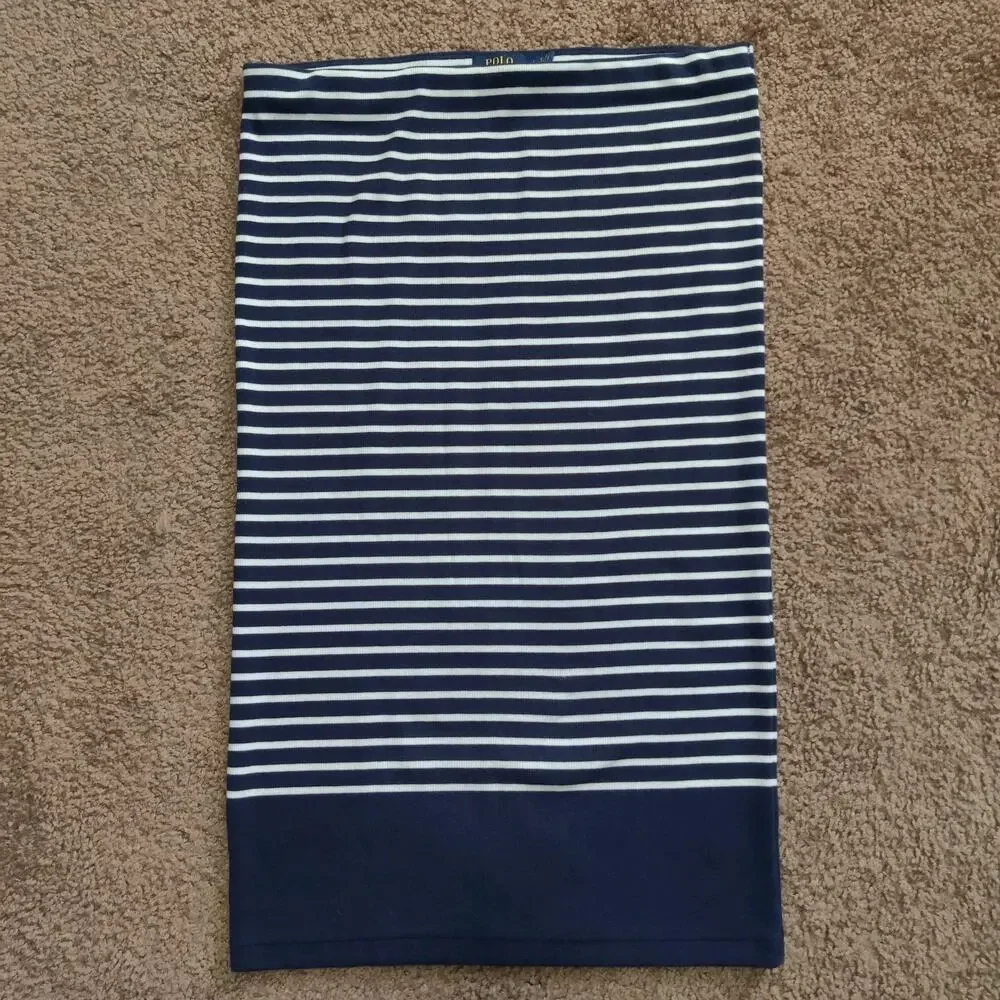 Polo‎ Ralph Lauren Pencil Skirt Women's L Striped Stretch Cotton Lyocell Blend